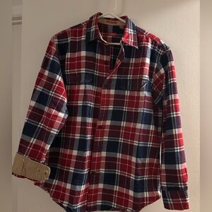 Izod Red and Blue Plaid Casual Shirt
